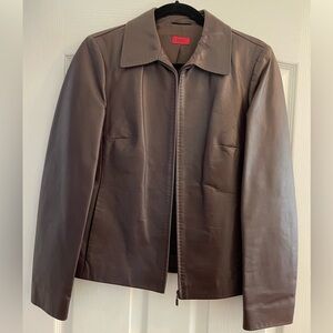 Hugo Boss Leather Jacket - Dark Brown Women’s Medium
